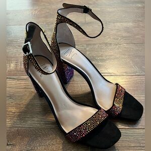 INC International Concepts Black and Multicolor Embellished Heels